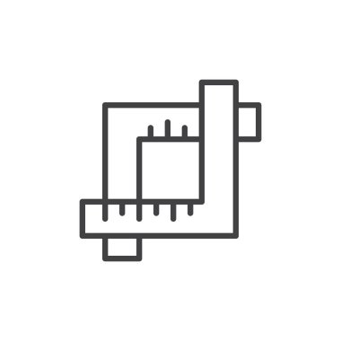 Ürün satırı simgesi, vektör işareti, anahat üzerinde beyaz izole doğrusal stil piktogram. Sembol, logo illüstrasyon. Düzenlenebilir kontur