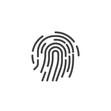 Parmak izi satırı simgesi, vektör işareti, anahat üzerinde beyaz izole doğrusal stil piktogram. Sembol, logo illüstrasyon. Düzenlenebilir kontur