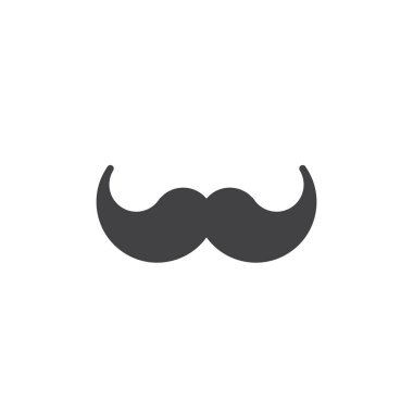 Bıyık simge vektör, düz işareti, üzerinde beyaz izole katı piktogram dolu. Sembol, logo illüstrasyon.