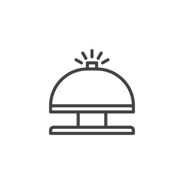 Otel resepsiyon zili satırı simgesi, Anahat vektör işareti üzerinde beyaz izole doğrusal stil piktogram. Sembol, logo illüstrasyon. Düzenlenebilir kontur