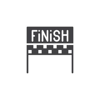 Simge vektör, dolu düz işareti, üzerinde beyaz izole katı piktogram bitirmek. Sembol, logo illüstrasyon.