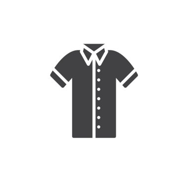 Gömlek simge vektör, düz işareti, üzerinde beyaz izole katı piktogram dolu. Sembol, logo illüstrasyon.