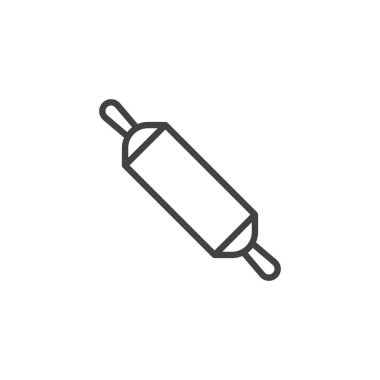 Oklava ekmek satırı simgesi, Anahat vektör işareti üzerinde beyaz izole doğrusal stil piktogram. Sembol, logo illüstrasyon. Düzenlenebilir kontur