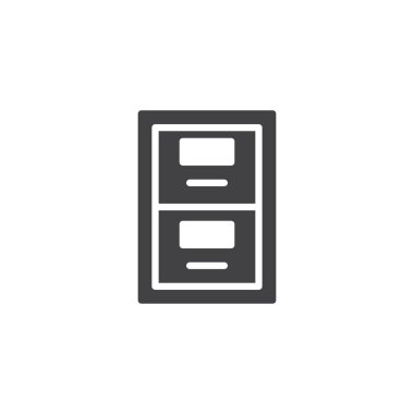 Arşiv kutusu simge vektör, dolu düz işareti, üzerinde beyaz izole katı piktogram. Sembol, logo illüstrasyon.