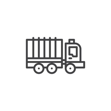 Kamyon satırı simgesi, vektör işareti, anahat üzerinde beyaz izole doğrusal stil piktogram. Sembol, logo illüstrasyon. Düzenlenebilir kontur