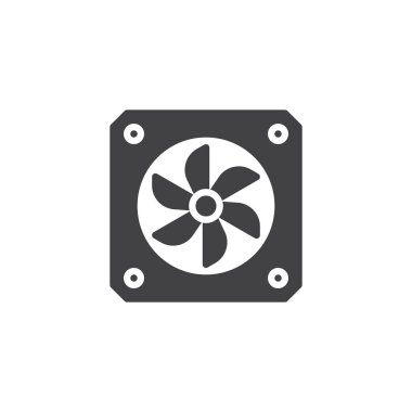 Radyatör fan simge vektör, düz işareti, üzerinde beyaz izole katı piktogram dolu. Sembol, logo illüstrasyon.