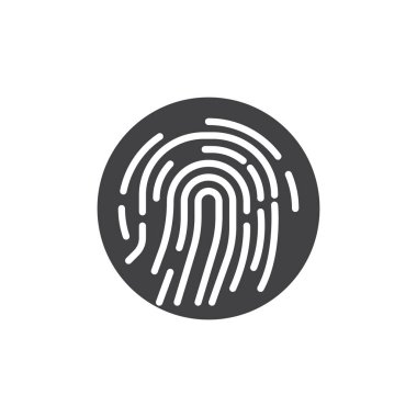 Parmak izi simge vektör, dolu düz işareti, üzerinde beyaz izole katı piktogram. Sembol, logo illüstrasyon.