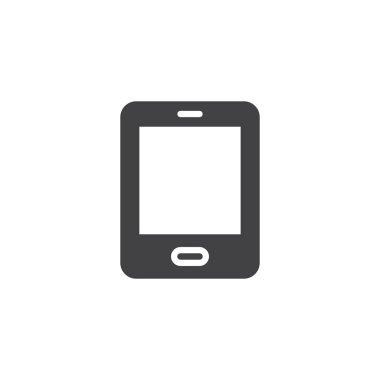 Tablet simge vektör, dolu düz işareti, üzerinde beyaz izole katı piktogram. Sembol, logo illüstrasyon.