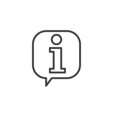 Bilgi balonu satırı simgesi, Anahat vektör işareti üzerinde beyaz izole doğrusal stil piktogram. Sembol, logo illüstrasyon. Düzenlenebilir kontur