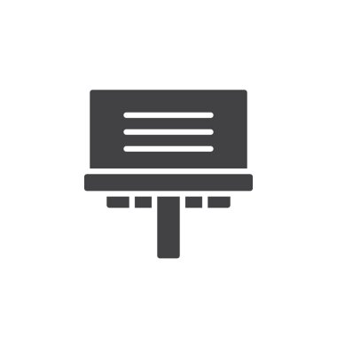 Billboard simge vektör, dolu düz işareti, üzerinde beyaz izole katı piktogram. Sembol, logo illüstrasyon.