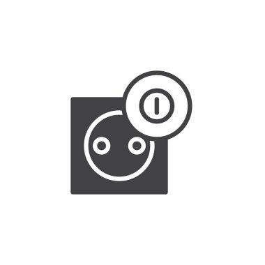 Soketine ve simge vektör, dolu düz işareti, üzerinde beyaz izole katı piktogram. Sembol, logo illüstrasyon.