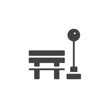 Park simge vektör, düz işareti, üzerinde beyaz izole katı piktogram dolu. Sembol, logo illüstrasyon.