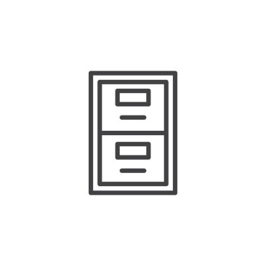 Arşiv kutusu satırı simgesi, vektör işareti, anahat üzerinde beyaz izole doğrusal stil piktogram. Sembol, logo illüstrasyon. Düzenlenebilir kontur