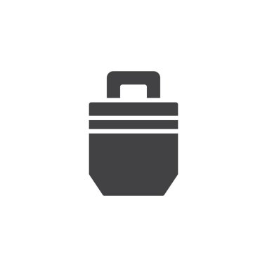 Alışveriş çantası simge vektör, düz işareti, üzerinde beyaz izole katı piktogram dolu. Sembol, logo illüstrasyon.