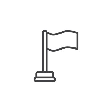 Bayrak satırı simgesi, vektör işareti, anahat üzerinde beyaz izole doğrusal stil piktogram. Sembol, logo illüstrasyon. Düzenlenebilir kontur