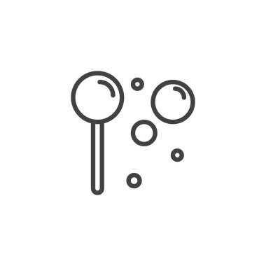 Sabun köpüğü satır simgesi, Anahat vektör işareti, üzerinde beyaz izole doğrusal stil piktogram. Sembol, logo illüstrasyon. Düzenlenebilir kontur