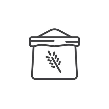 Un satırı simgesi, torba Anahat vektör işareti, üzerinde beyaz izole doğrusal stil piktogram. Sembol, logo illüstrasyon. Düzenlenebilir kontur