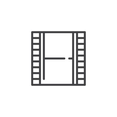 Film satırı simgesi, vektör işareti, anahat üzerinde beyaz izole doğrusal stil piktogram. Sembol, logo illüstrasyon. Düzenlenebilir kontur