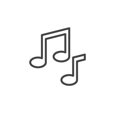 Müzik notu satırı simgesi, Anahat vektör işareti üzerinde beyaz izole doğrusal stil piktogram. Sembol, logo illüstrasyon. Düzenlenebilir kontur