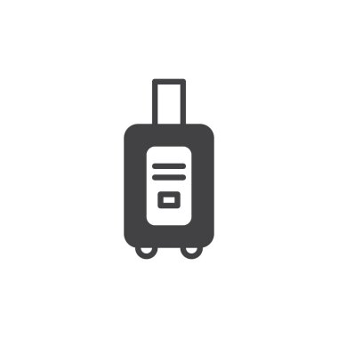 Bavul simge vektör, düz işareti, üzerinde beyaz izole katı piktogram dolu. Sembol, logo illüstrasyon.