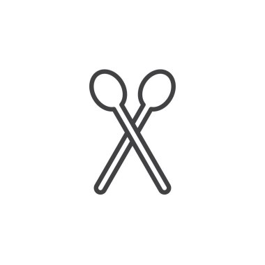 Çay kaşığı satır simgesi, Anahat vektör işareti, üzerinde beyaz izole doğrusal stil piktogram. Sembol, logo illüstrasyon. Düzenlenebilir kontur