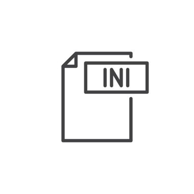 Inı biçim belge satırı simgesi, Anahat vektör işareti, üzerinde beyaz izole doğrusal stil piktogram. Dosya biçimleri simgesi, logo illüstrasyon. Düzenlenebilir kontur