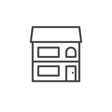 House satırı simgesi, vektör işareti, anahat üzerinde beyaz izole doğrusal stil piktogram. Bina sembolü, logo illüstrasyon. Düzenlenebilir kontur