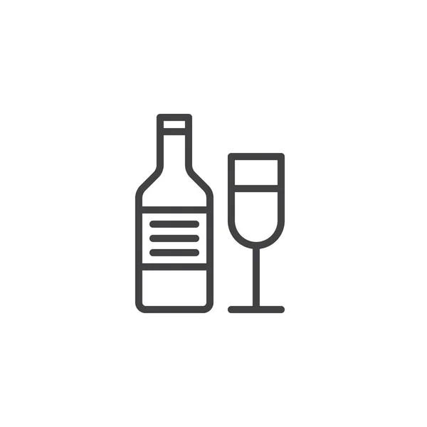 Botella Vino Icono Línea Vino Signo Vector Contorno Pictograma Estilo — Archivo Imágenes Vectoriales