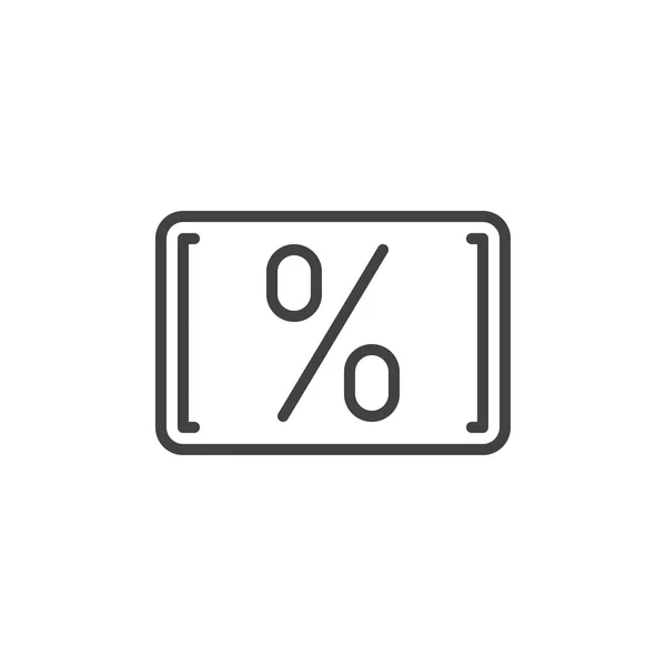 Cartão Com Ícone Linha Percentual Sinal Vetor Contorno Pictograma Estilo —  Vetores de Stock