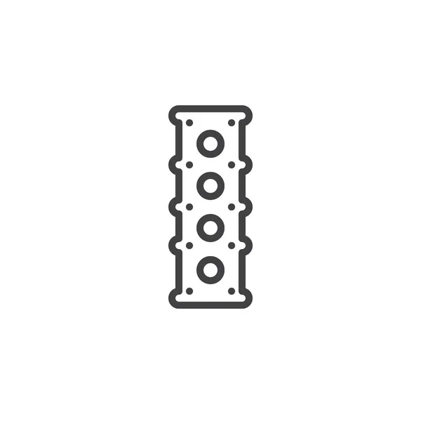 エンジンのシリンダー ヘッド ライン アイコン ベクトル記号の概要線形スタイル ピクトグラム白で隔離 シンボル ロゴの図 編集可能なストローク — ストックベクタ
