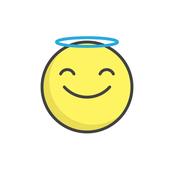 Emoticono Cara Sonriente Con Icono Contorno Lleno Halo Signo Vector — Vector de stock