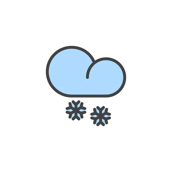 Sneeuwval Wolk Gevuld Overzicht Pictogram Lijn Vector Teken Lineaire Kleurrijke — Stockvector