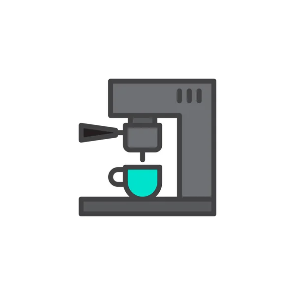 コーヒー マシンには アウトライン アイコン 行ベクトル記号 線形のカラフルなピクトグラムを白で隔離が満ちています コーヒー メーカーのシンボル ロゴの図 ピクセル完璧なベクトル — ストックベクタ