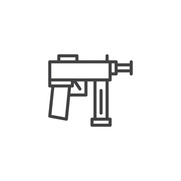 自動銃ライン アイコン アウトライン ベクトル記号 直線的なスタイルのピクトグラムが白で隔離 銃器のシンボル ロゴの図 編集可能なストローク — ストックベクタ