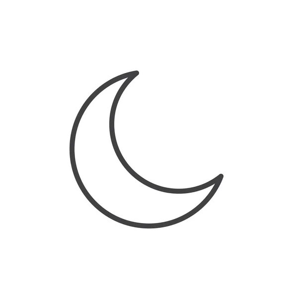 新月線アイコン アウトライン ベクトル記号 直線的なスタイルのピクトグラムが白で隔離 三日月のシンボル ロゴの図 編集可能なストローク — ストックベクタ