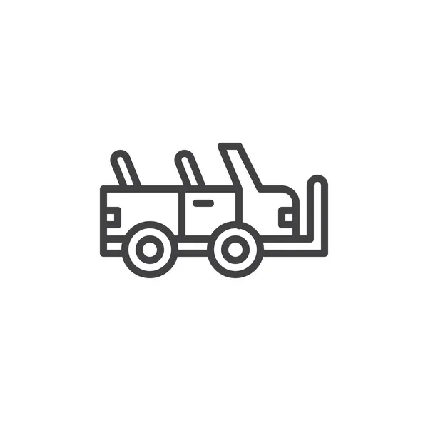 Liniensymbol Für Militärfahrzeuge Umrissvektorzeichen Lineares Piktogramm Isoliert Auf Weiß Geländewagen — Stockvektor