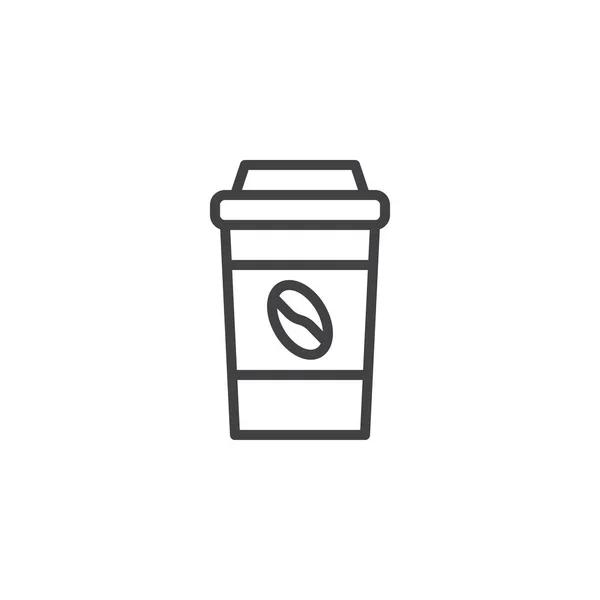 带走咖啡线图标 轮廓矢量符号 线性风格的象形图隔离在白色 咖啡纸杯子标志 标志例证 可编辑笔画 — 图库矢量图片