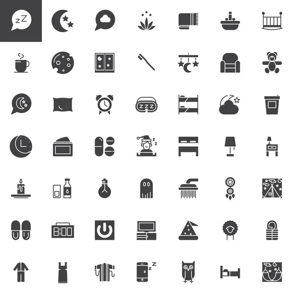 Sleep Time Vector Icons Set Moderne Solide Symbolsammlung Gefülltes Piktogrammpaket — Stockvektor