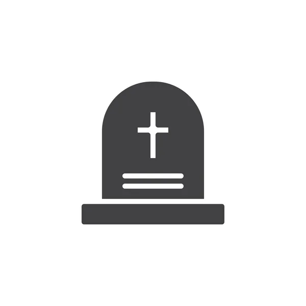 墓碑图标向量 填充扁平的标志 在白色查出的固体象形图 徽标插图 — 图库矢量图片