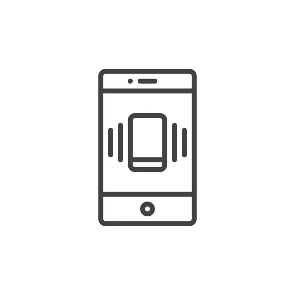 Smartphone Mit Eingehendem Anruf Auf Displayzeilensymbol Umrissvektorzeichen Linearem Weiß Isoliertem — Stockvektor
