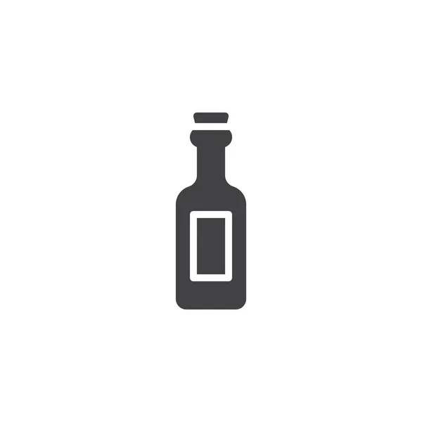 ワインの瓶アイコン ベクトル 塗りつぶされたフラット記号白地分離固体のピクトグラム シンボル ロゴの図 — ストックベクタ