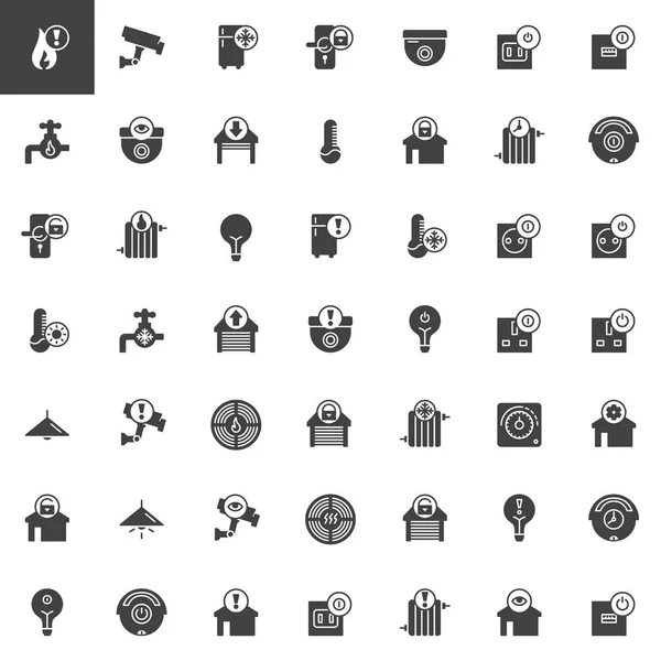 Conjunto Iconos Vectoriales Inteligentes Para Hogar Tecnología Colección Símbolos Sólidos — Vector de stock