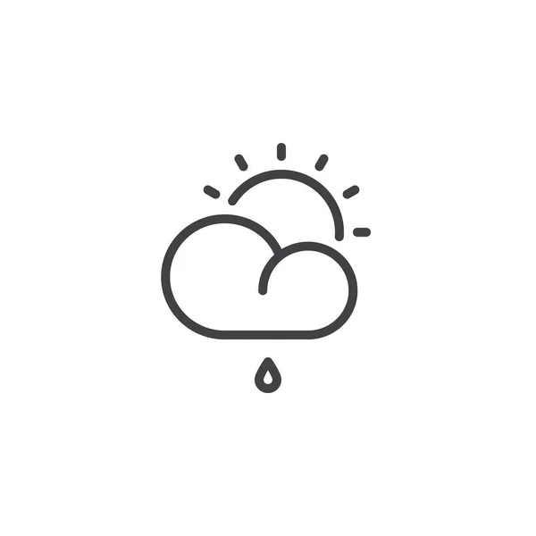 Cloud Met Zon Regendruppel Lijn Pictogram Schetsen Van Vector Teken — Stockvector