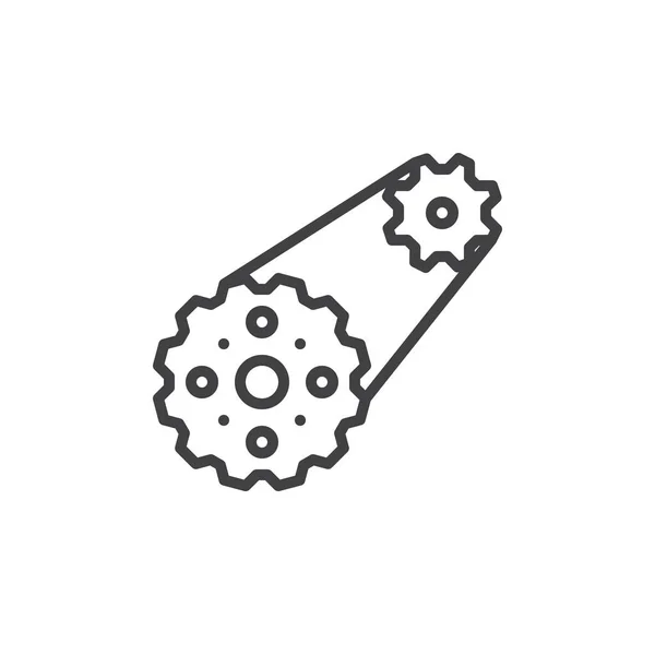 Motorriemenstrichsymbol Umrissvektorzeichen Lineares Stilpiktogramm Auf Weiß Isoliert Riemenantrieb Symbol Logo — Stockvektor