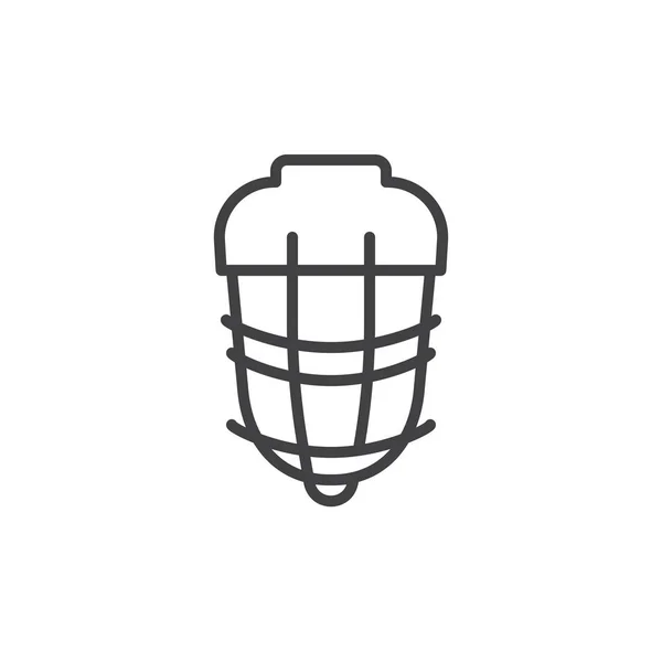 Icona Linea Casco Hockey Segno Vettoriale Contorno Pittogramma Stile Lineare — Vettoriale Stock