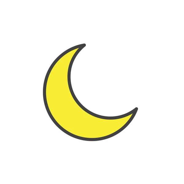 新月は アウトライン アイコン 行ベクトル記号 白で隔離線形のカラフルな絵文字に満ちています 三日月のシンボル ロゴの図 ピクセル完璧なベクトル グラフィック — ストックベクタ