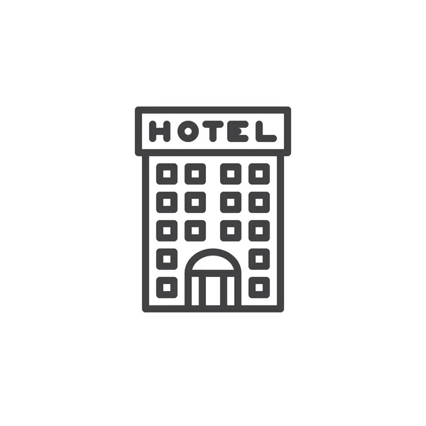 Icono Línea Del Edificio Del Hotel Signo Vector Contorno Pictograma — Vector de stock