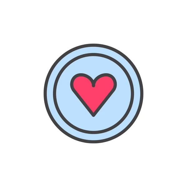 Heart Circle Plate Filled Outline Icon Line Vector Sign Linear — Stock Vector