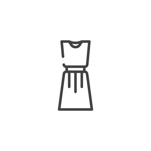 おしゃれなドレス ライン アイコン アウトライン ベクトル記号 直線的なスタイルのピクトグラムが白で隔離 シンボル ロゴの図 編集可能なストローク — ストックベクタ