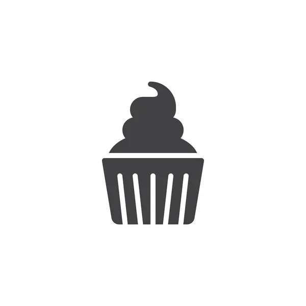 クリームのカップケーキ アイコン ベクトル 塗りつぶされたフラット記号白地分離固体のピクトグラム シンボル ロゴの図 — ストックベクタ